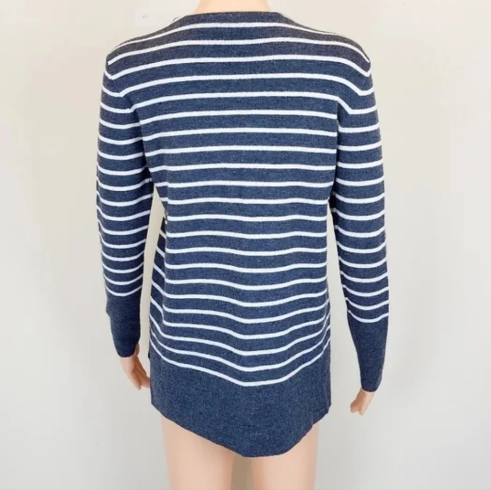 Tory Burch grey stripe long sleeve sweater Size M